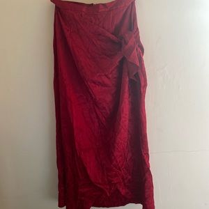 Red Satin wrap skirt
